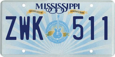 MS license plate ZWK511