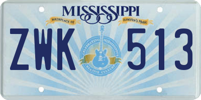 MS license plate ZWK513