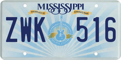 MS license plate ZWK516