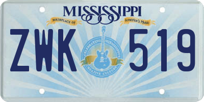 MS license plate ZWK519