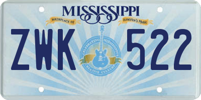 MS license plate ZWK522