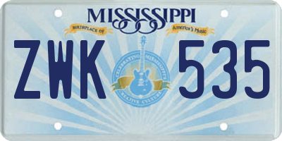 MS license plate ZWK535