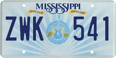 MS license plate ZWK541