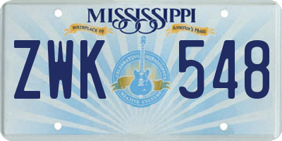 MS license plate ZWK548