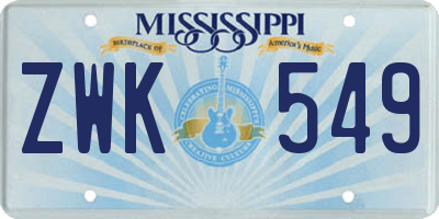 MS license plate ZWK549
