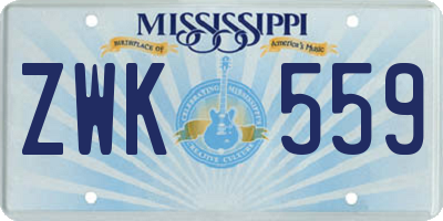 MS license plate ZWK559