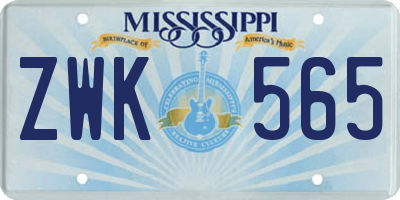 MS license plate ZWK565