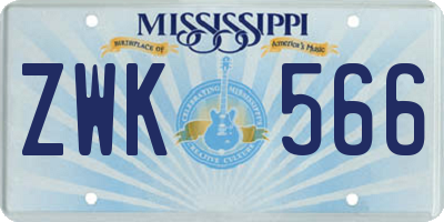 MS license plate ZWK566