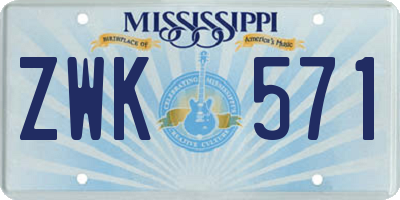 MS license plate ZWK571