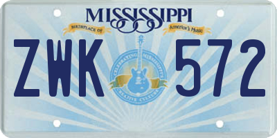 MS license plate ZWK572