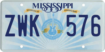 MS license plate ZWK576