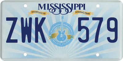 MS license plate ZWK579