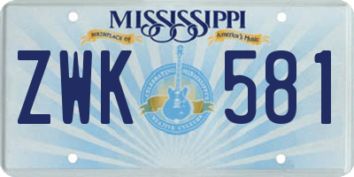 MS license plate ZWK581