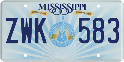 MS license plate ZWK583