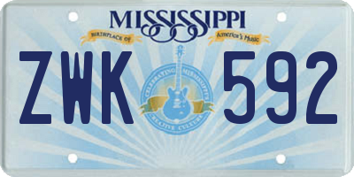 MS license plate ZWK592