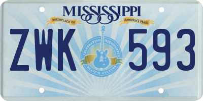 MS license plate ZWK593