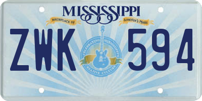 MS license plate ZWK594