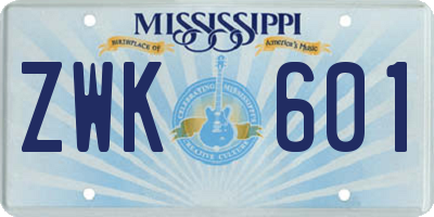 MS license plate ZWK601