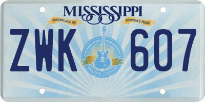 MS license plate ZWK607