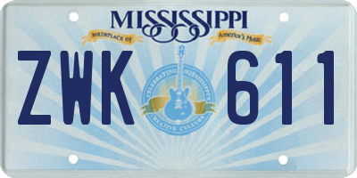 MS license plate ZWK611