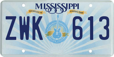 MS license plate ZWK613