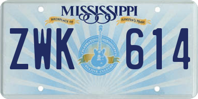 MS license plate ZWK614