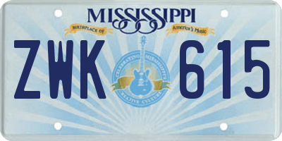 MS license plate ZWK615