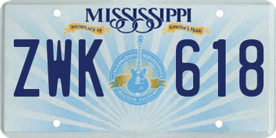 MS license plate ZWK618