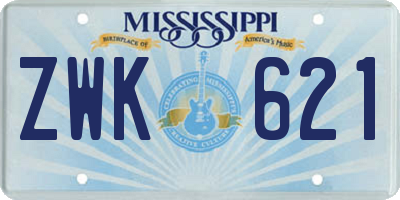 MS license plate ZWK621