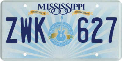 MS license plate ZWK627