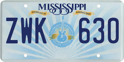 MS license plate ZWK630