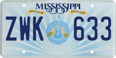 MS license plate ZWK633