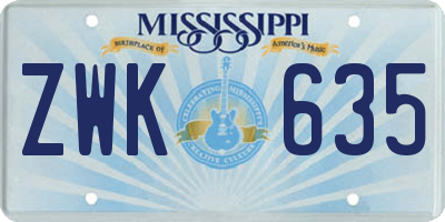 MS license plate ZWK635