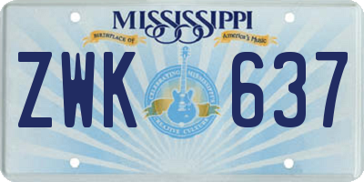 MS license plate ZWK637