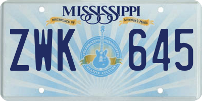 MS license plate ZWK645