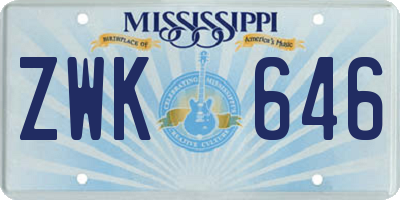 MS license plate ZWK646