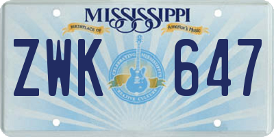 MS license plate ZWK647