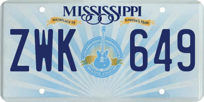 MS license plate ZWK649