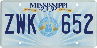 MS license plate ZWK652