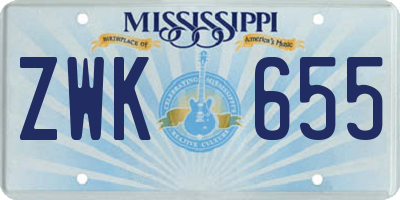 MS license plate ZWK655