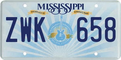 MS license plate ZWK658