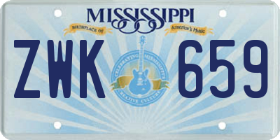 MS license plate ZWK659
