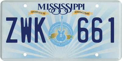 MS license plate ZWK661