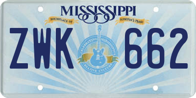 MS license plate ZWK662