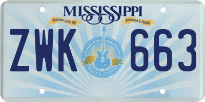 MS license plate ZWK663