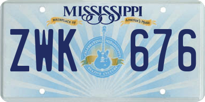 MS license plate ZWK676