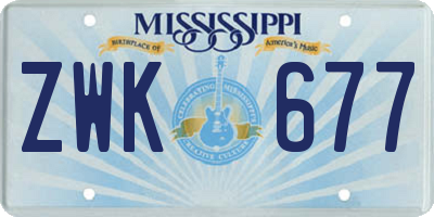 MS license plate ZWK677
