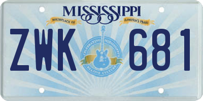 MS license plate ZWK681