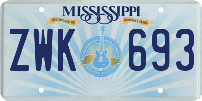 MS license plate ZWK693