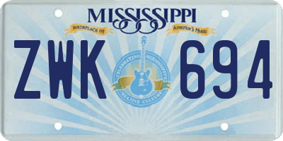MS license plate ZWK694